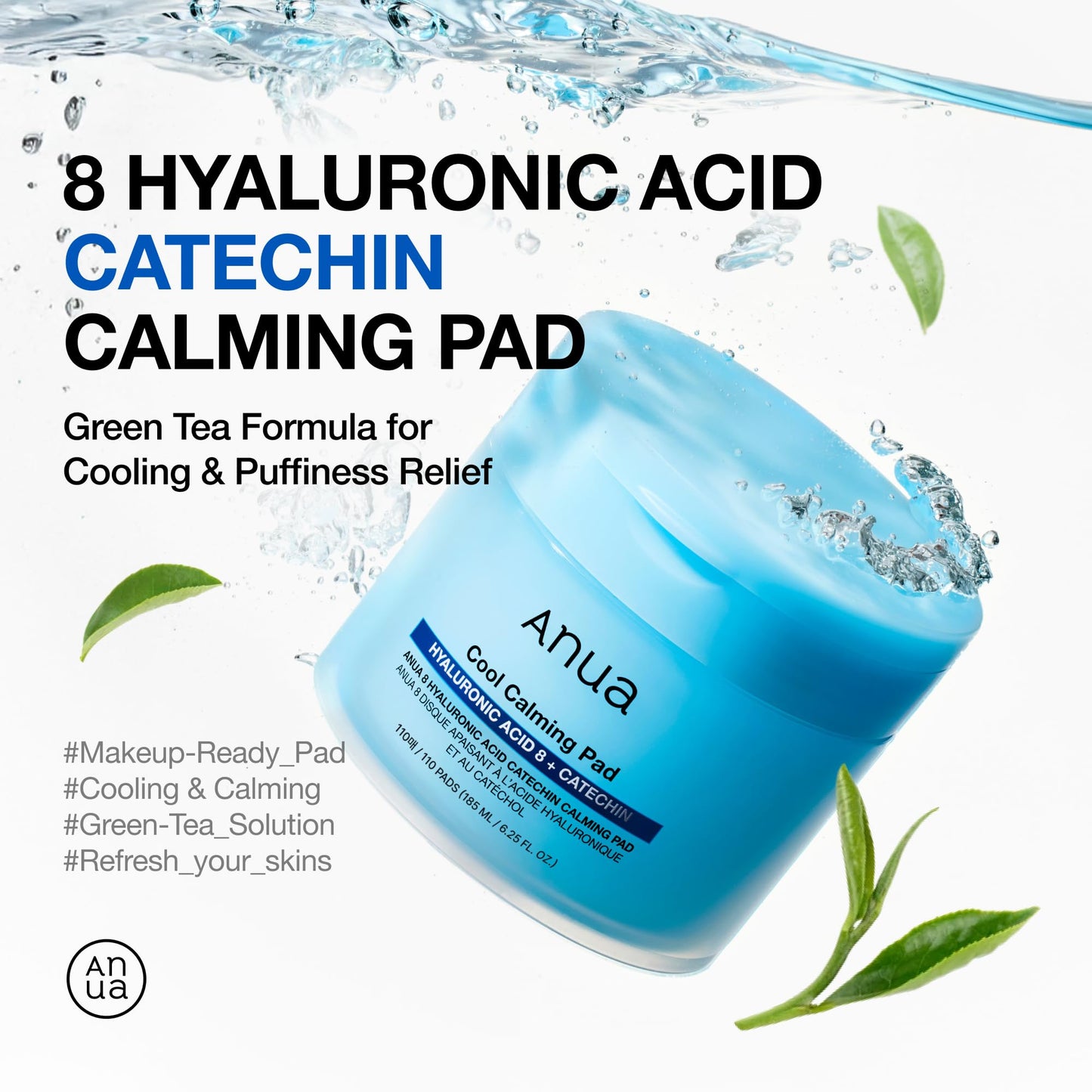 Anua 8 Hyaluronic Acid Catechin Calming Pad, 110 Pads
