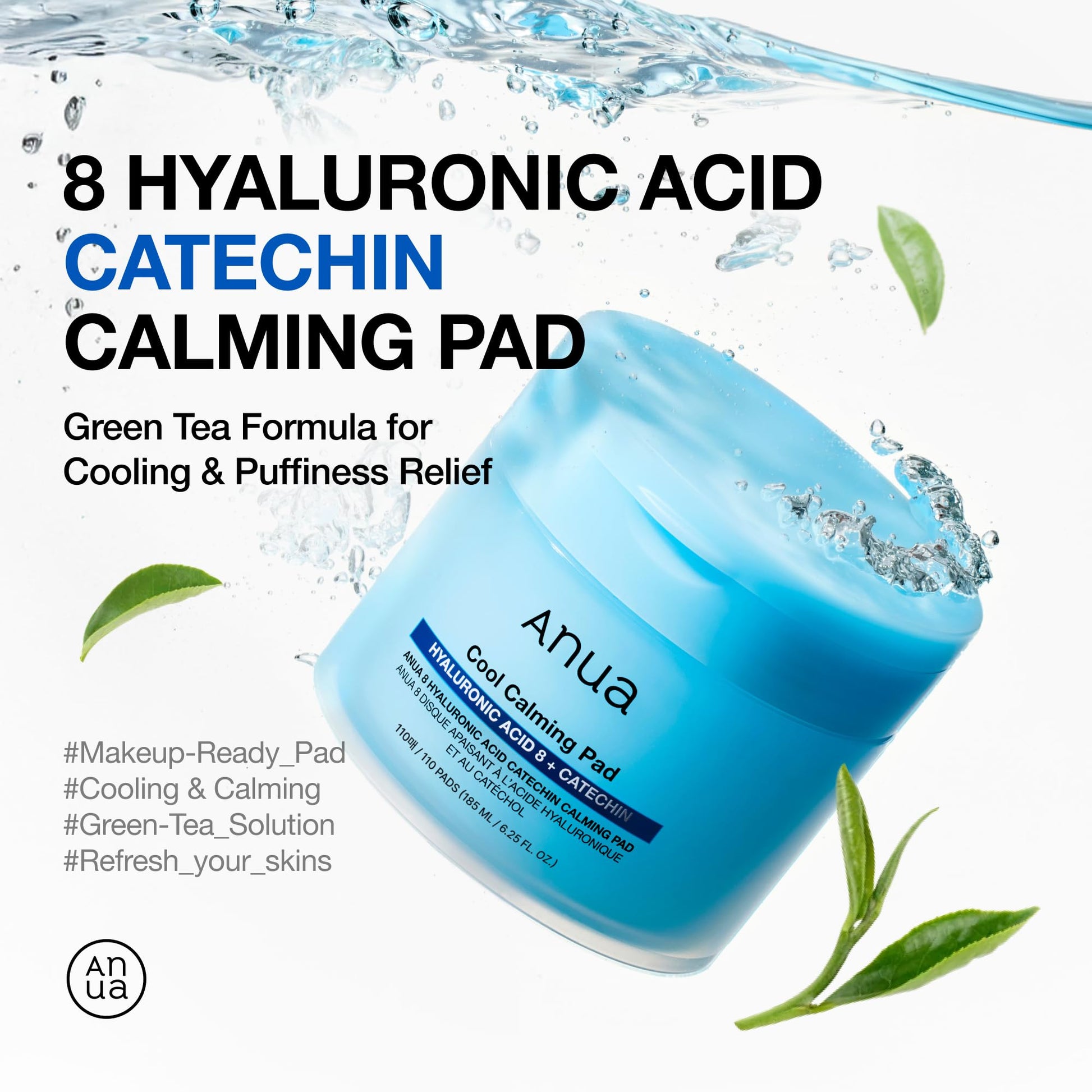 Anua 8 Hyaluronic Acid Catechin Calming Pad, 110 Pads