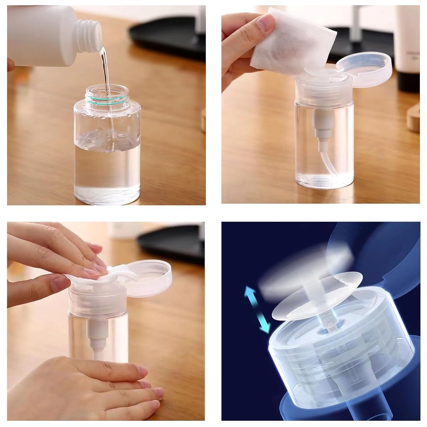 Ponjowl Gel Nail Polish Remover Kit with 10pcs White Nail Polish Remover Clips Cap, Acetone Nail Dispenser Bottle, Polish Cuticle Pusher, 400 PCS Cotton Pads, Handle Brushes, Nail File, Buffer Block.