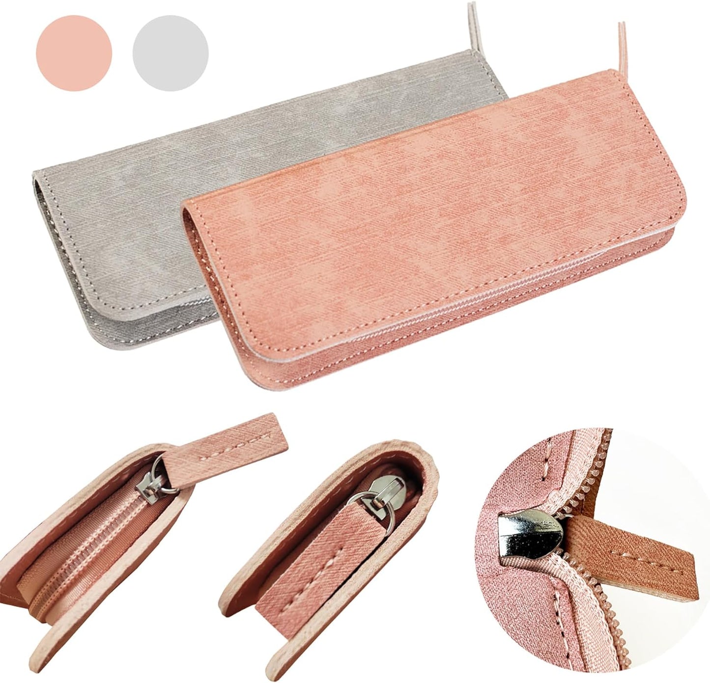 Lash Tweezers Set, 5 Stainless Steel Golden Tweezers + 1 Storage Bag, Isolation Pointy Tweezers for Eyelash Extension Beginner Lash Tech Beauty Eyelash Nail Salon Perfect Precision Repair(Gray)