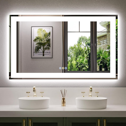 60"x 36" LED Bathroom Mirror with Lights, Front and Backlit Large LED Vanity Mirror, Controlled Separately Wall LED Smart Mirror with 3 Colors, Anti-Fog, Stepless Dimmable, Memory(UL ETL)