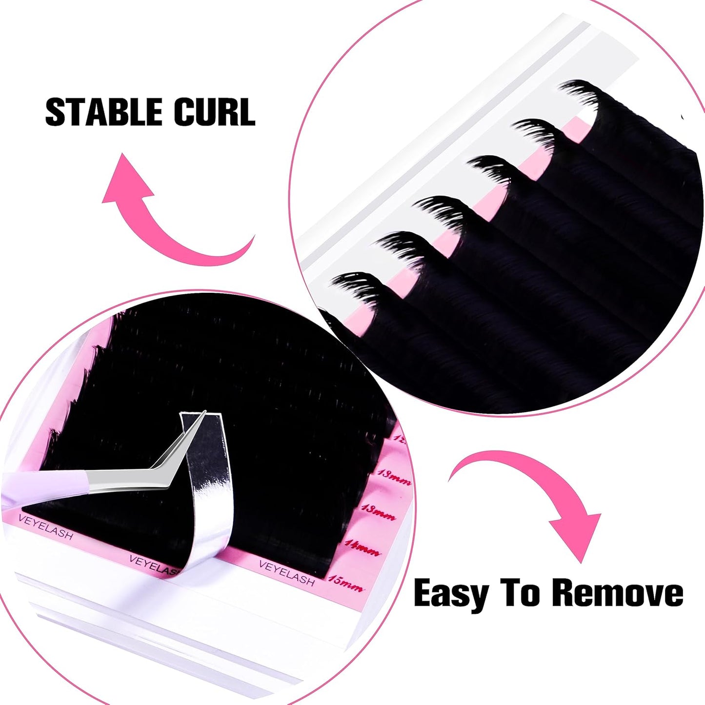 VEYES INC Cashmere Smart Fan Lash Extensions 0.03 0.05 0.07 C/CC/D Curl 8-20mm Mixed & Single Length, Super Matte Black Volume Lashes, Professional Supplies for Lash Techs (0.05 C 8mm)