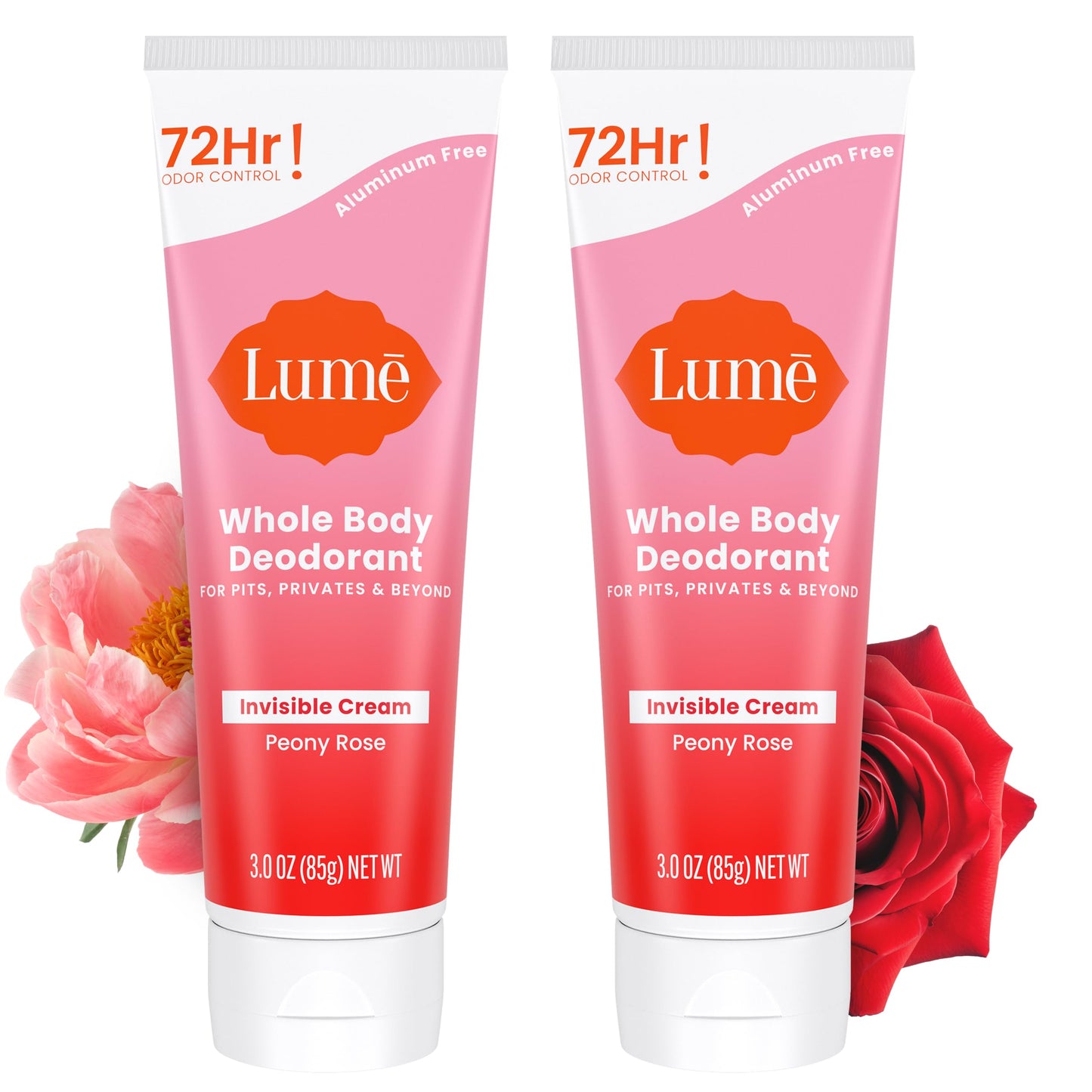 Lume Whole Body Deodorant - Cream Tube - 3 oz, 2 pk (Peony Rose)