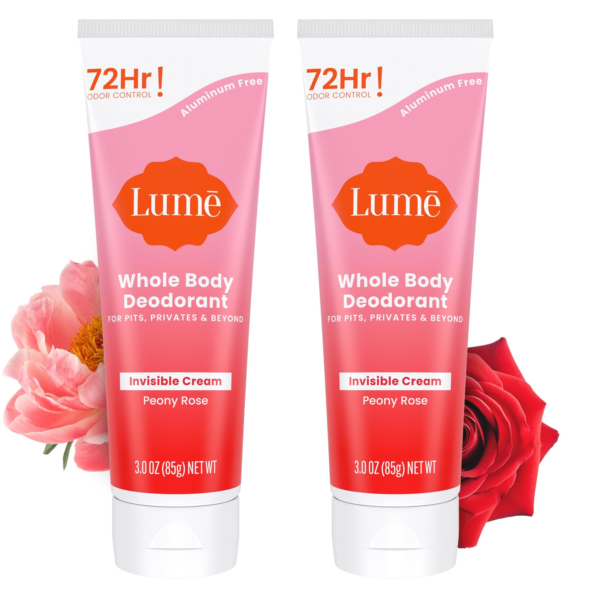 Lume Whole Body Deodorant - Cream Tube - 3 oz, 2 pk (Peony Rose)