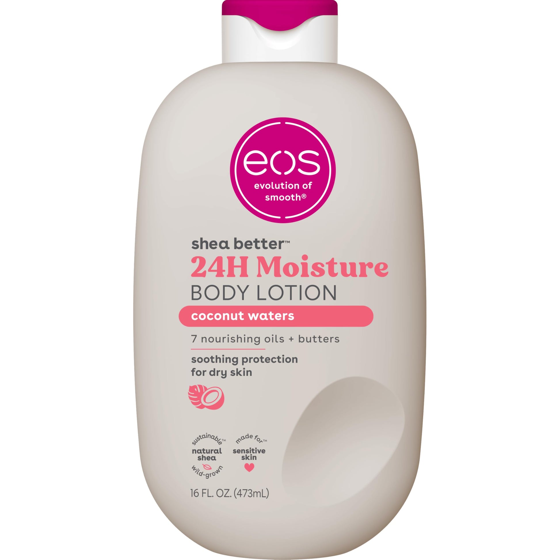 eos Shea Better Body Lotion Coconut Waters, 24-Hour Moisture Skin Care, Lightweight & Non-Greasy