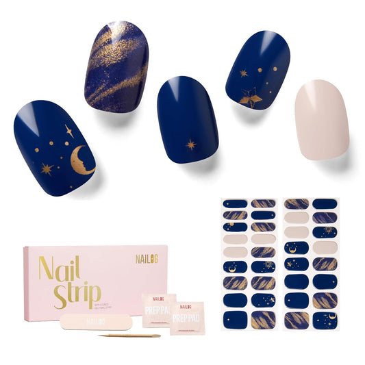 NAILOG Semi Cured Gel Nail Strips 34 pcs| Buy 2 Get 1 UV Lamp | Long Lasting Nail Polish Sticker