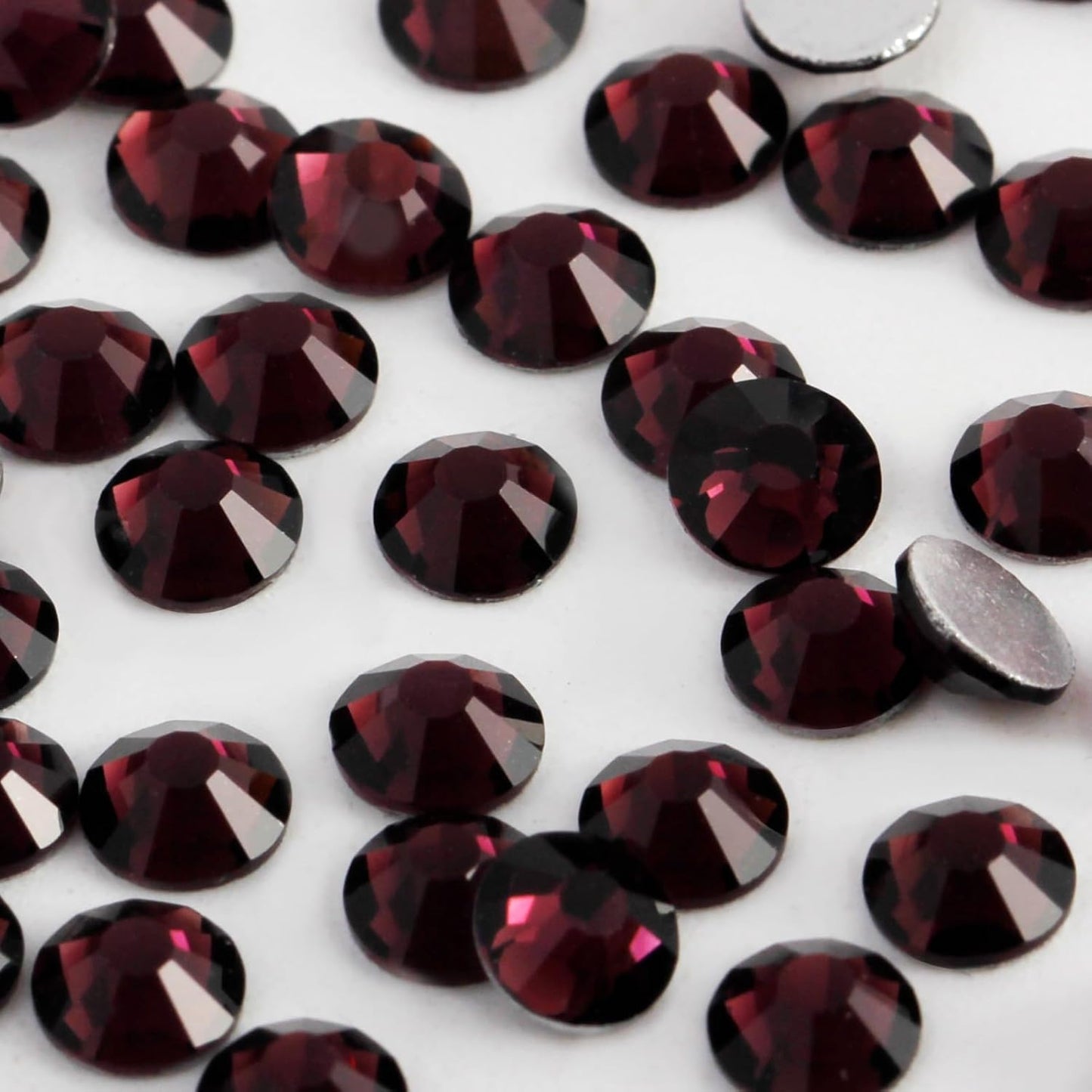 3000 PCS SS8 Flatback Rhinestones,12-Facet Diamond-Cut Glass Gems for Nail Art,Clothing,DIY Crafts,Glue-On Decoration Stones with Silver Backing,Amethyst