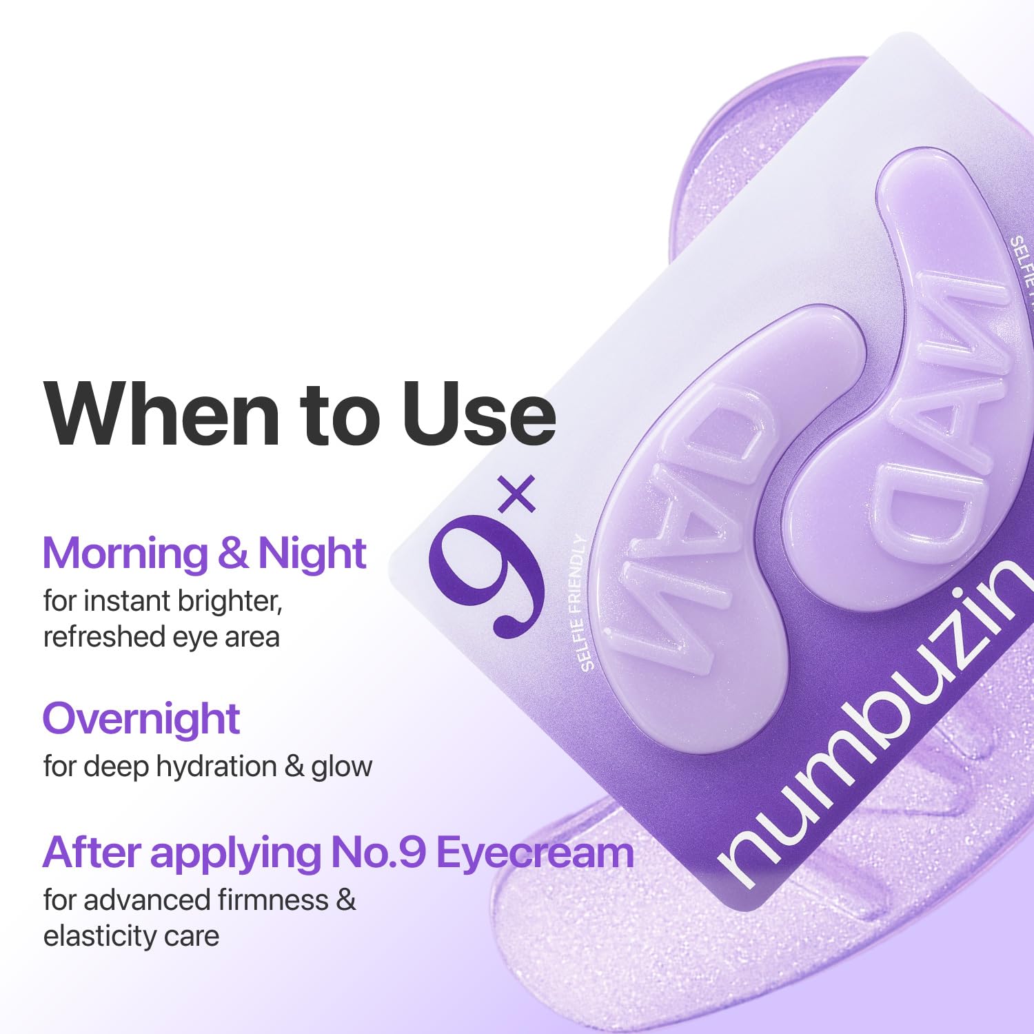 numbuzin No.9 Eye Patches, NAD+ Collagen Jelly Eye Masks with Peptides, Caffeine & Niacinamide