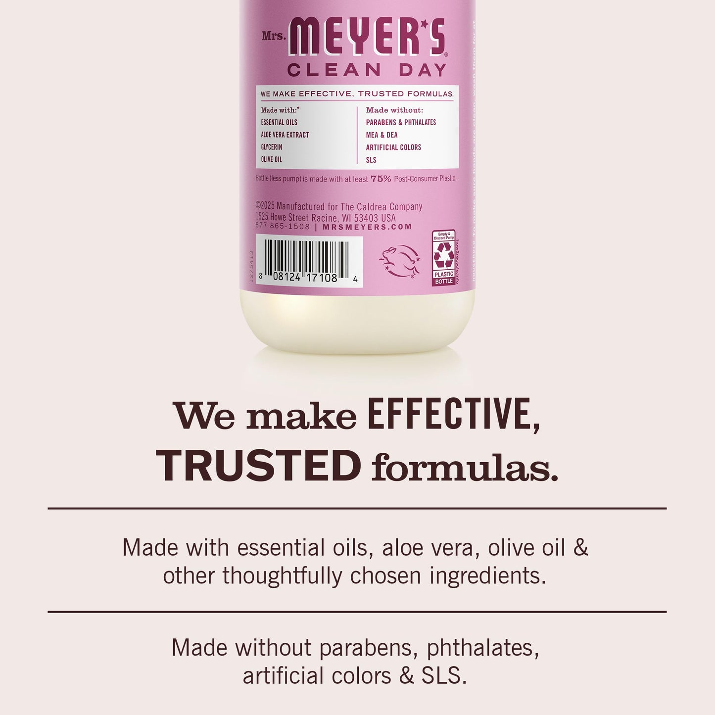 MRS. MEYER'S CLEAN DAY Hand Soap, Peony Scent, 12.5 Fl Oz Bottle - 3 Pack