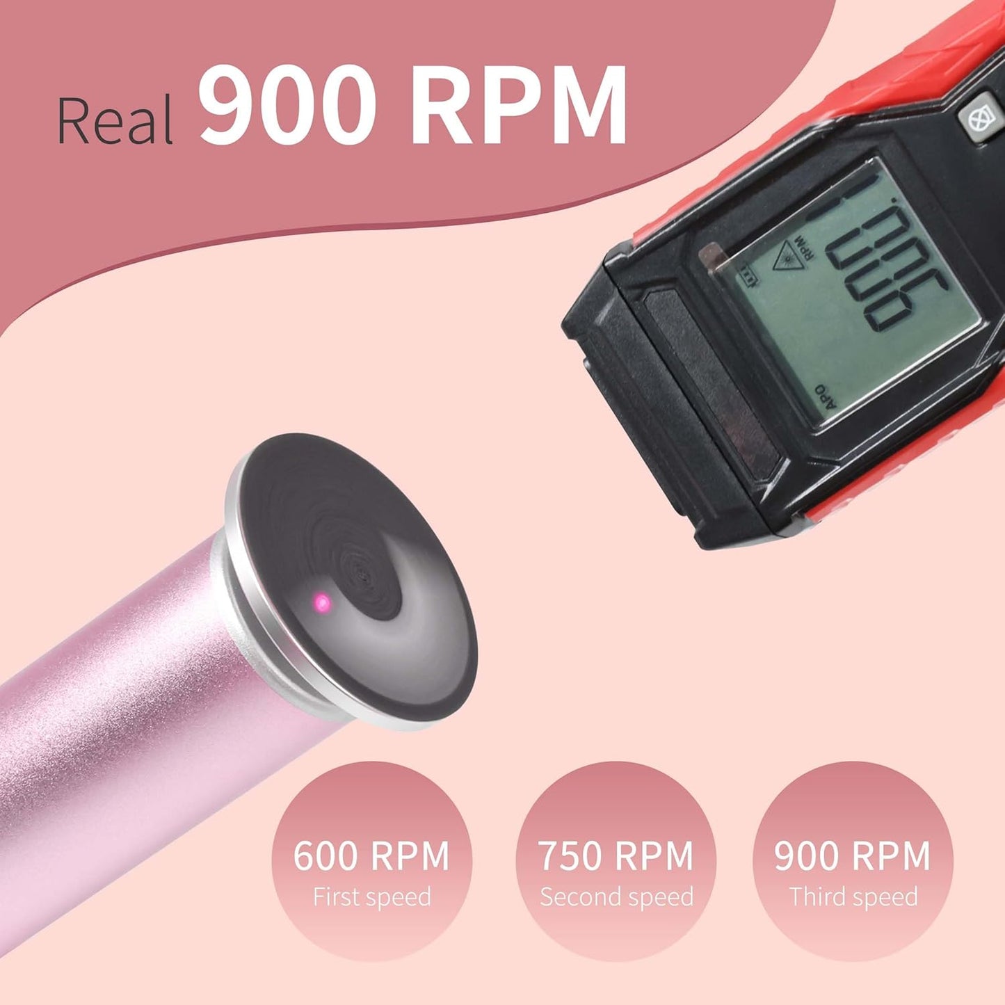 Rechargeable Electric Foot Callus Remover with 3-Sizes 120Pcs Sandpaper Discs, Professional 900RPM 3-Speed Control Aluminum Electric Foot File with Adapter Cable (E3 Rose Pink)