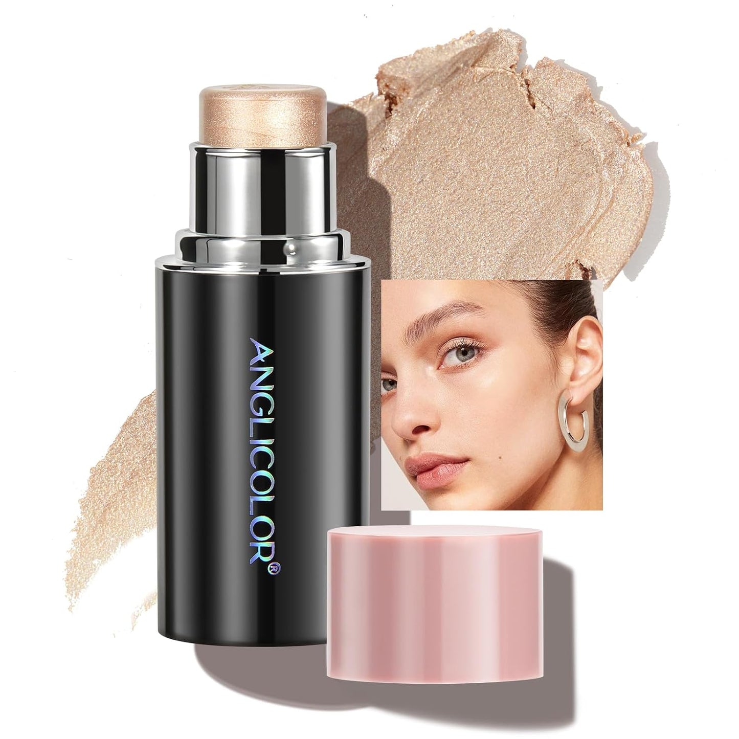 Highlighter Stick, Blendable Makeup, Smooth and Long Lasting, Brightening Effect, Fragrance of Flowers, Better for Fair Skin