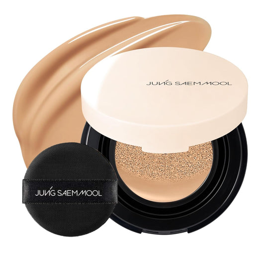 JUNG SAEM MOOL Essential Skin Nuder Cushion Mini 25W Latte 0.17 Fl Oz, Natural Radiant Finish Cushion Foundation with Buildable Coverage, Lightweight Texture, Korean Foundation Makeup