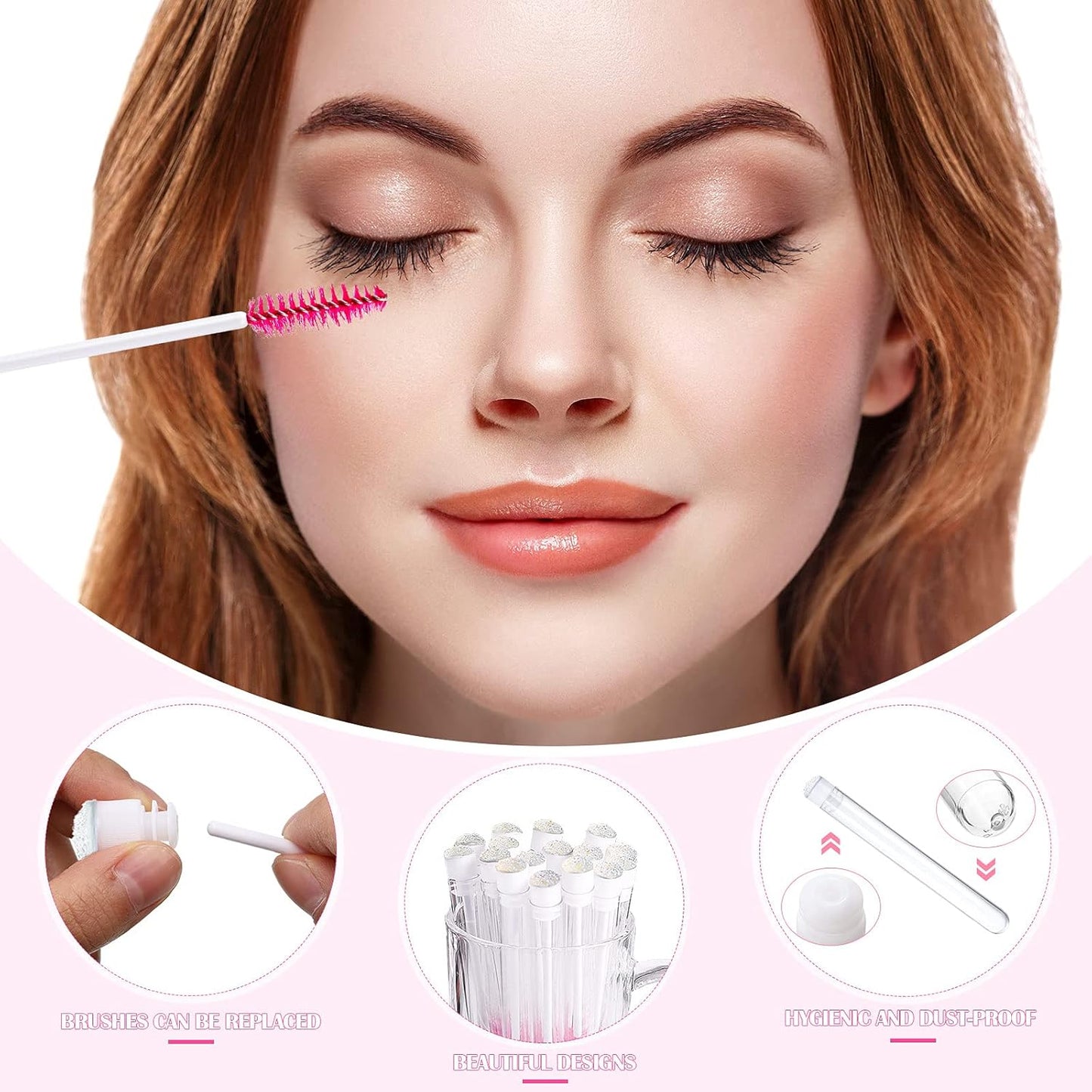 80 Pieces Disposable Mascara Brushes Tubes Set, 40 Pieces Empty Mascara Wand Tube with 40 Pieces Eyelash Brush Makeup Tool for Eyelash Extension(Colorful Sequins Style)