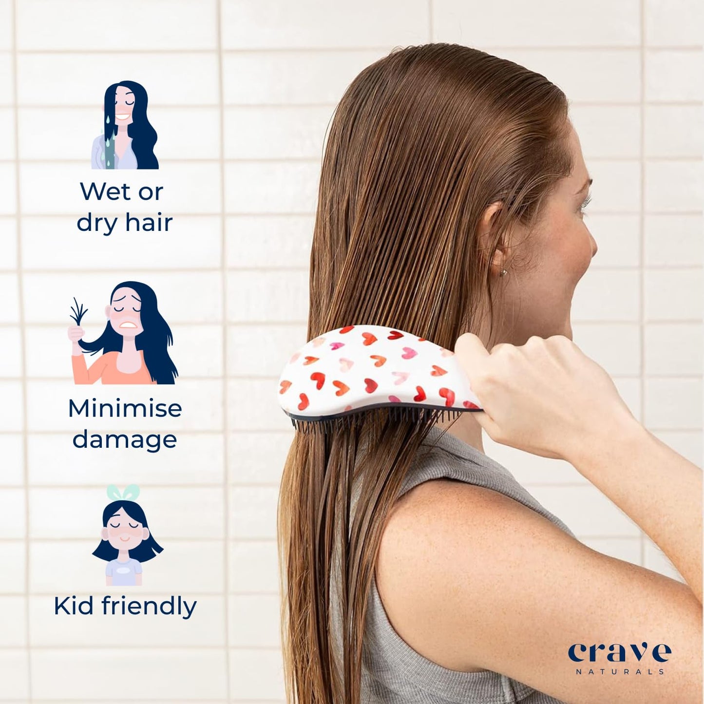 Crave Naturals Glide Thru Detangling Hair Brush for Adults and Kids - Detangler Hairbrush for Curly