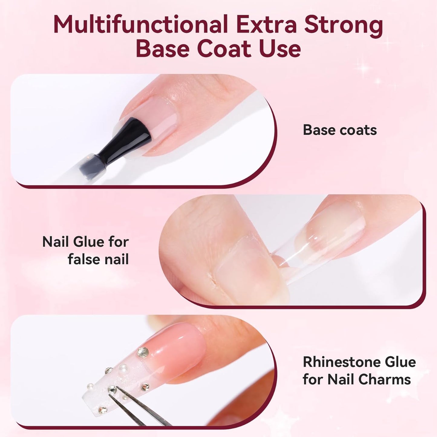 Makartt Base Coat Nail Polish 15ml – Extra Strong, Long-Lasting Gel Base Coat & Nail Glue for Small Nail Charms, Press-On Nails, UV/LED Lamp Required, Clear Foundation for Salon & DIY Home Use