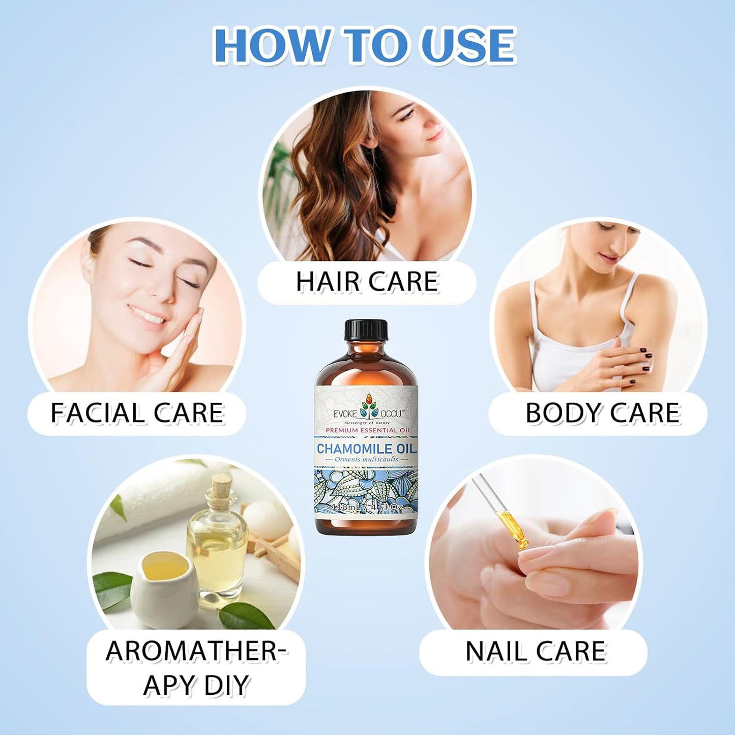 EVOKE OCCU Chamomile Essential Oil for Skin Hair Diffuser Candle Soap Making - 4 FL Oz