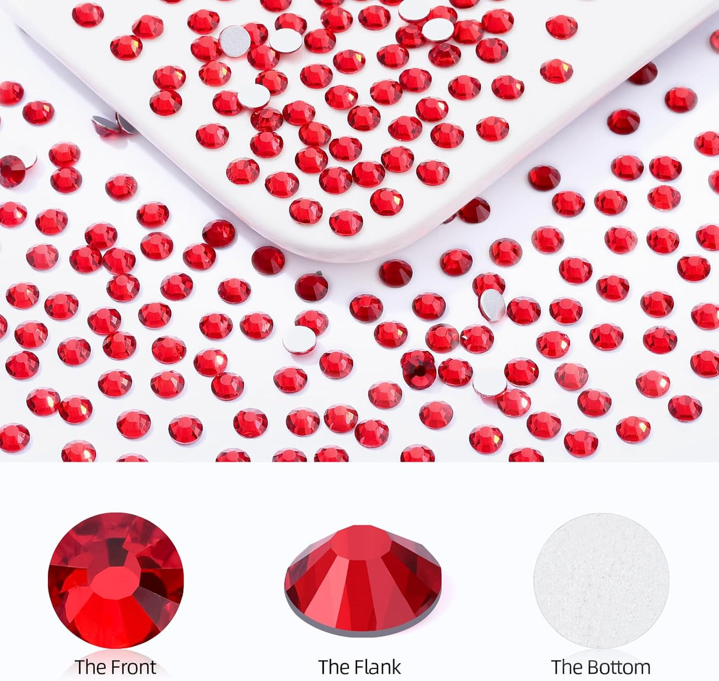 Light Siam Flatback Rhinestones, Glass Rhinestones for Nail Art and Craft, Glue Fix, Loose Crystal Gemstones(Red, SS30, 288pcs, 6.4-6.6mm)