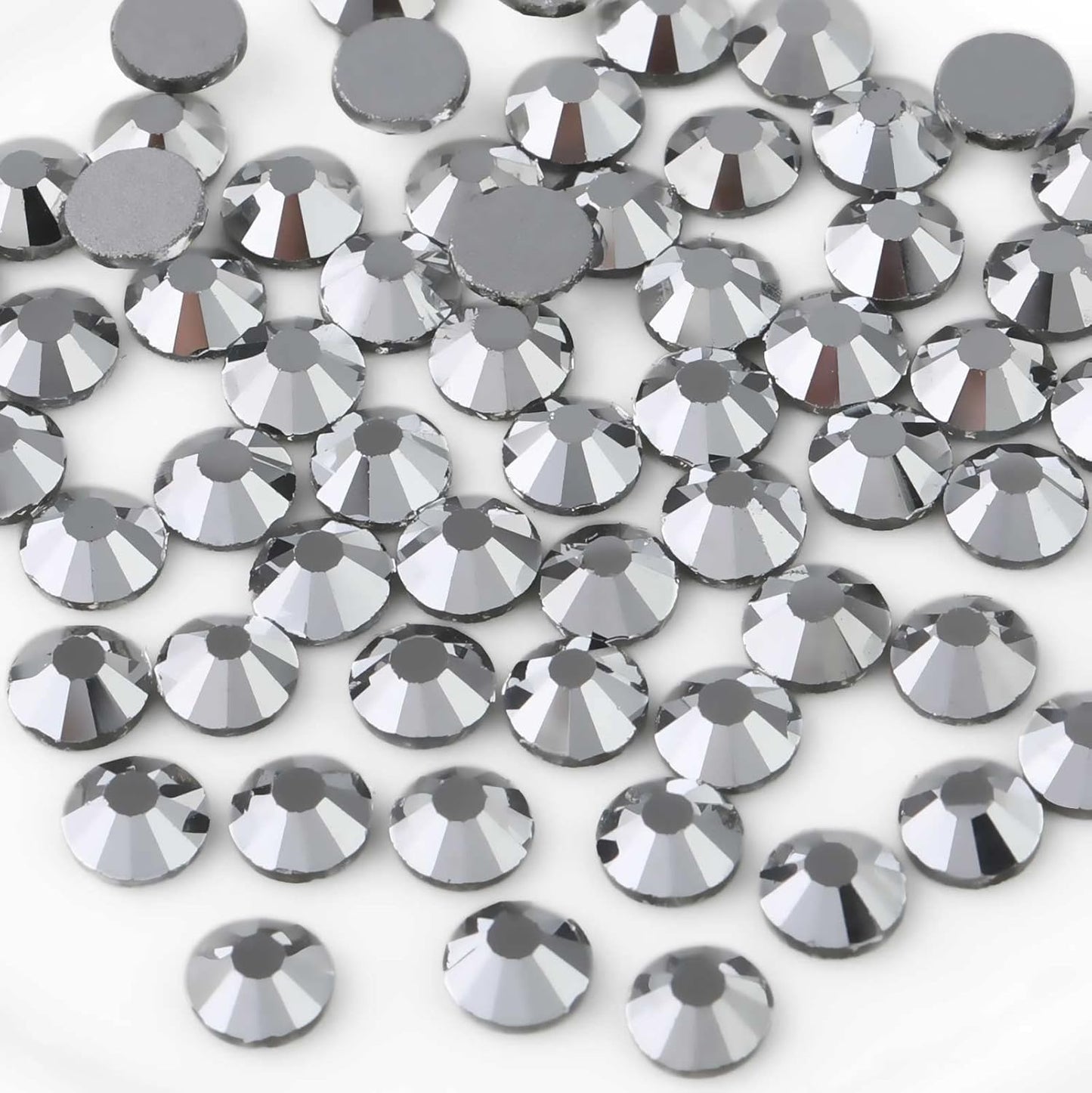 Beadsland 2880pcs Flat Back Crystal Rhinestones Round Gems for Nail Art and Craft Glue Fix,Silver Hematite,SS4,1.5-1.7mm