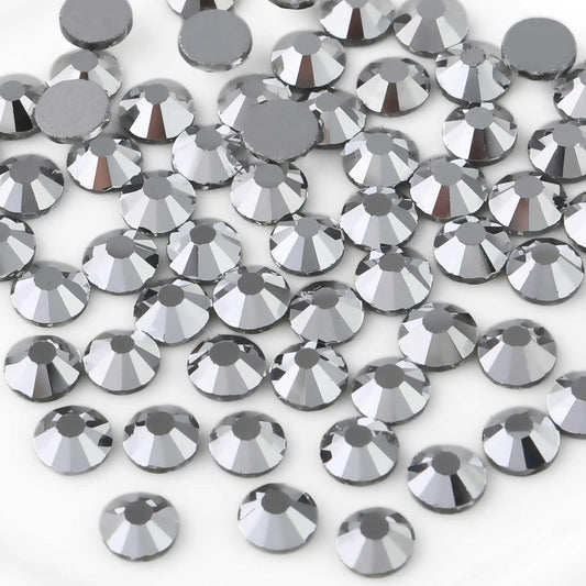 Beadsland 288pcs Flat Back Crystal Rhinestones Round Gems for Nail Art and Craft Glue Fix, Silver