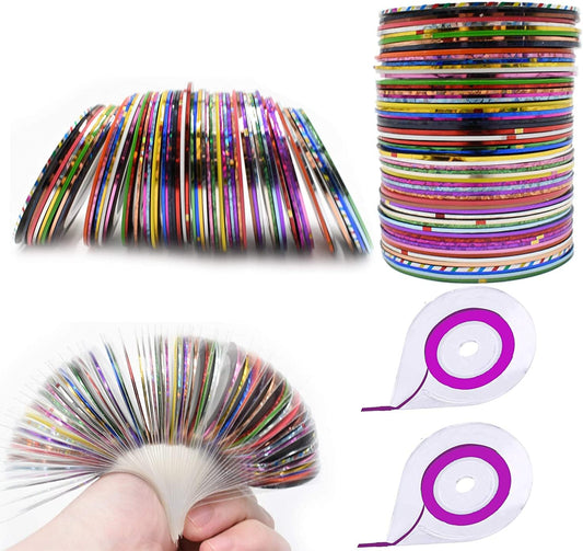60 Colors Nail Striping Tape Line 2 Pieces Nail Tape Dispensers Free Tape Roller Dispenser Striping