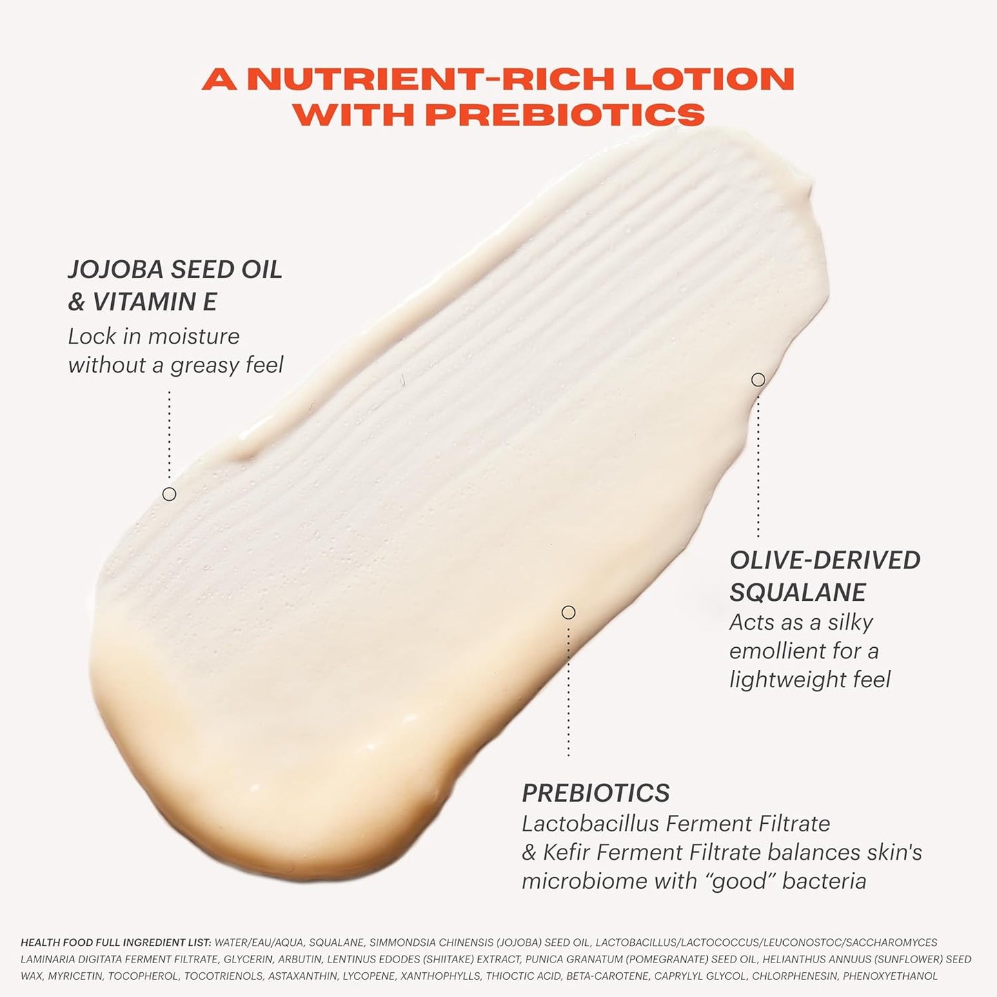 OUI the People HEALTH FOOD Prebiotic Lotion, Lightweight, Deep Hydration with Prebiotics for Balanced Skin Microbiome, Body and Face Moisturizer, Daily Facial Moisturizer, 8.4 oz