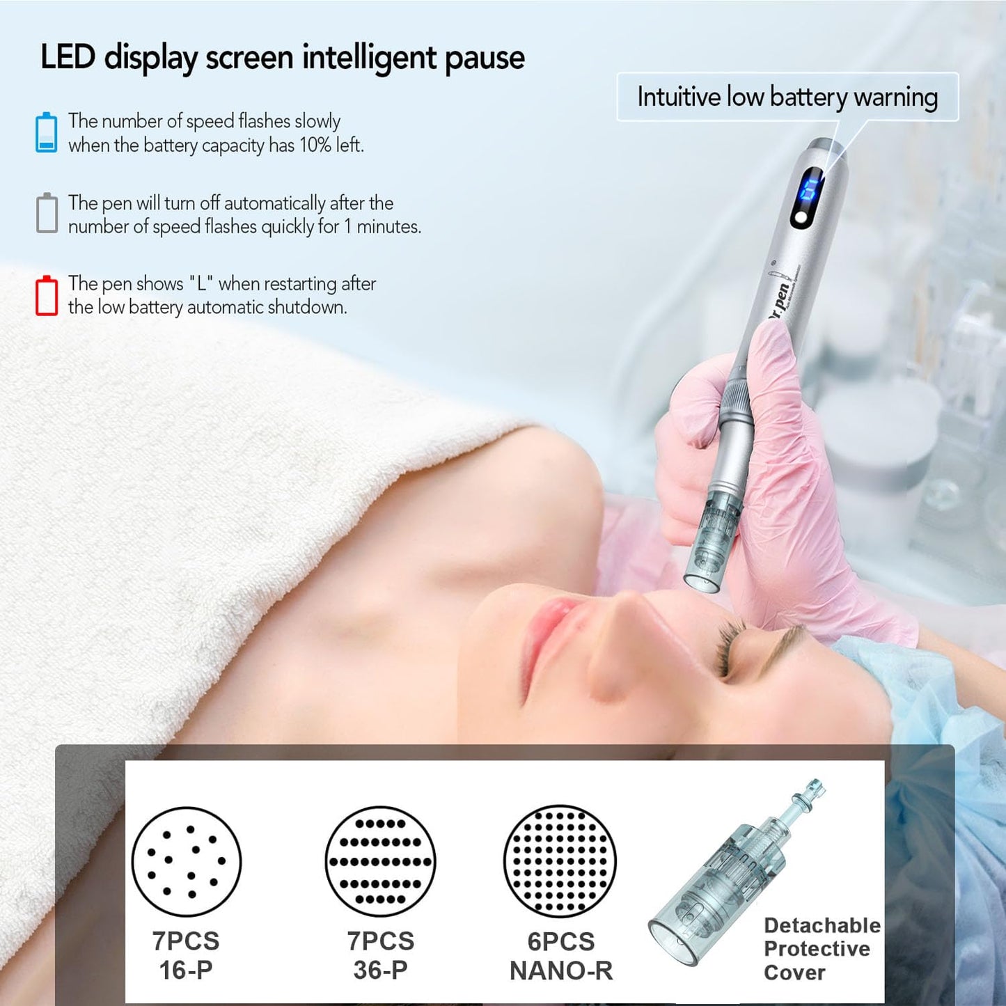 Microneedling Pen M7S for Skin Care – Professional Derma Pen 0.25mm Skin Care Tools for Men and Women Home Use (Silvery)