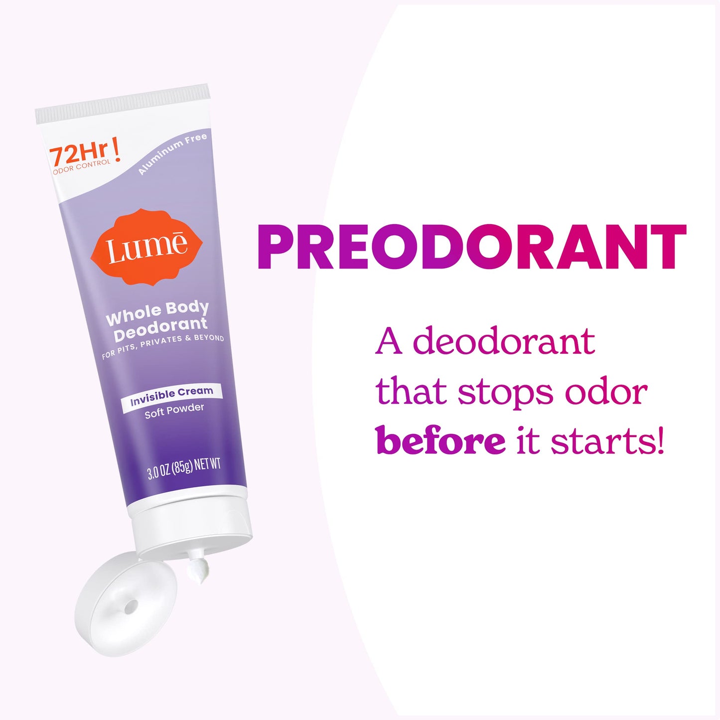 Lume Whole Body Deodorant - Cream Tube - 3 oz, 2 pk (Soft Powder)