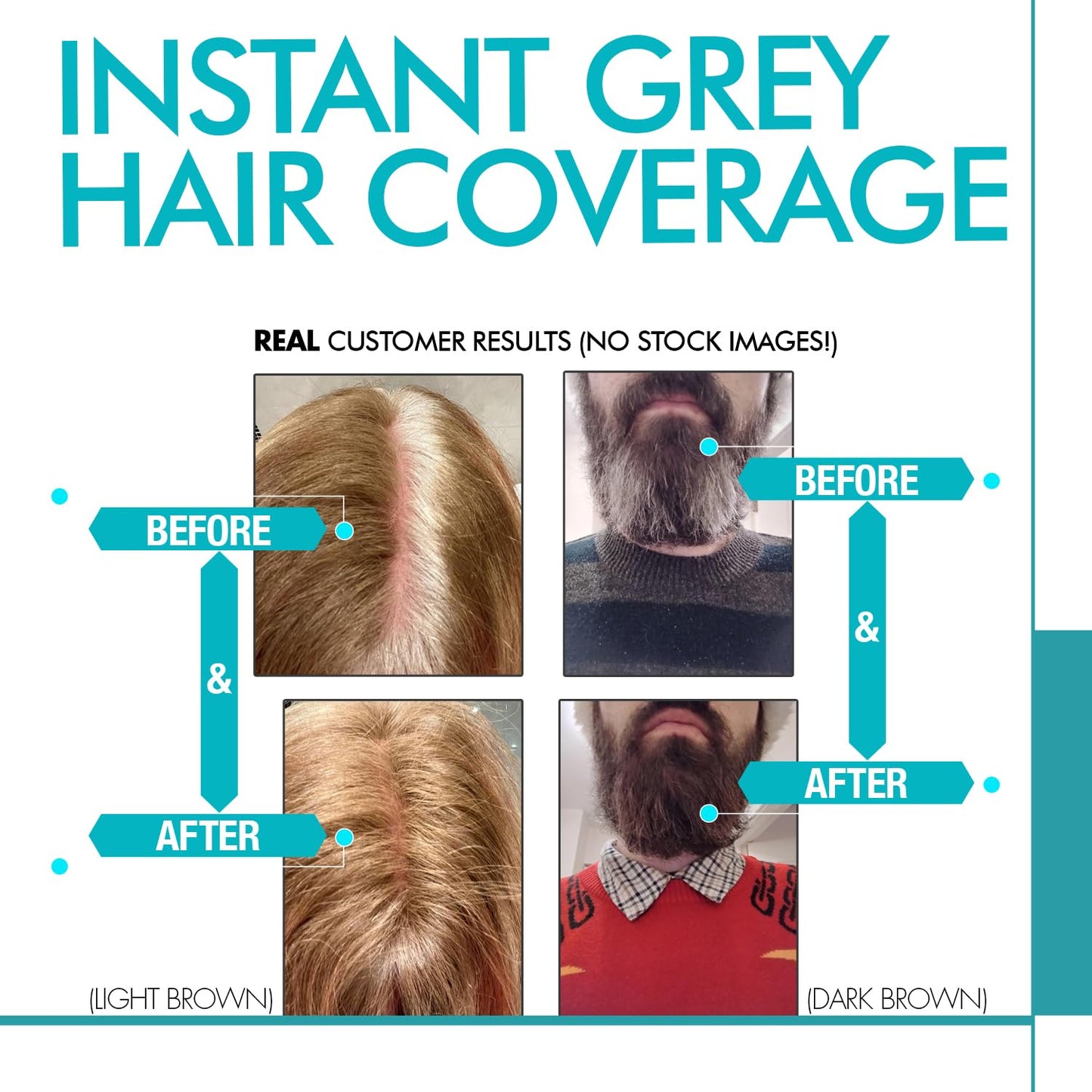 Root Touch Up Hair Color Root Cover Up with Double-Ended Brush for Hair Color for Gray Hair Coverage - Portable Hair Powder Solution for Quick Gray Coverage (Black, 6g)