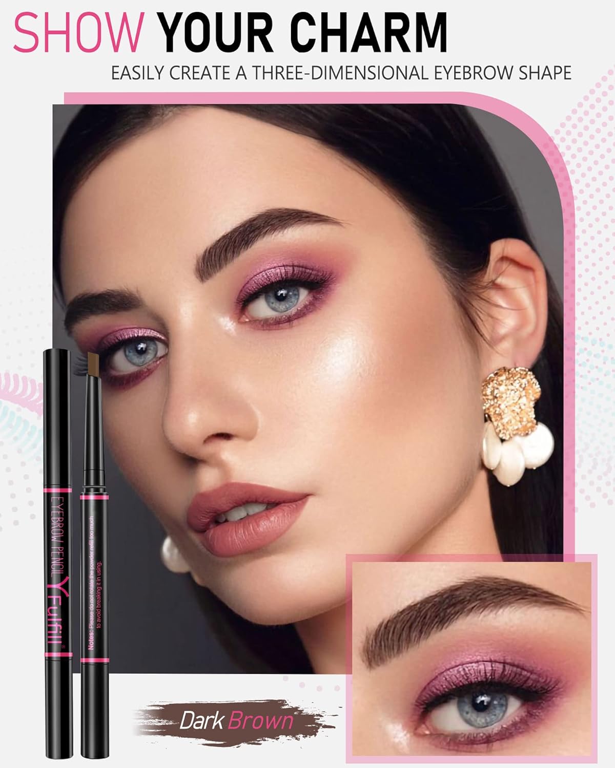 Eyebrow Pencils for Women - Waterproof, Dark Brown