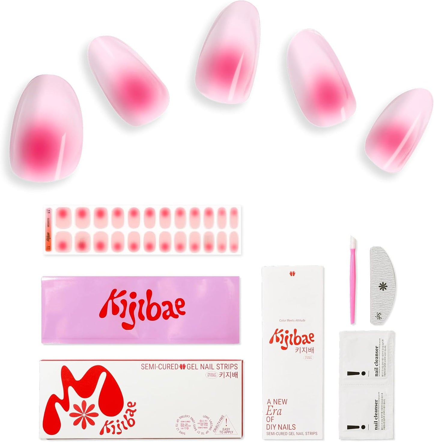 60% Semi-Cured Gel Nail Strips Kit (champagne blush) – Long Lasting, Easy to Apply Premium Gel Strips Set, 24 pcs, Includes 2 Prep Pads, Nail File, Cuticle Stick