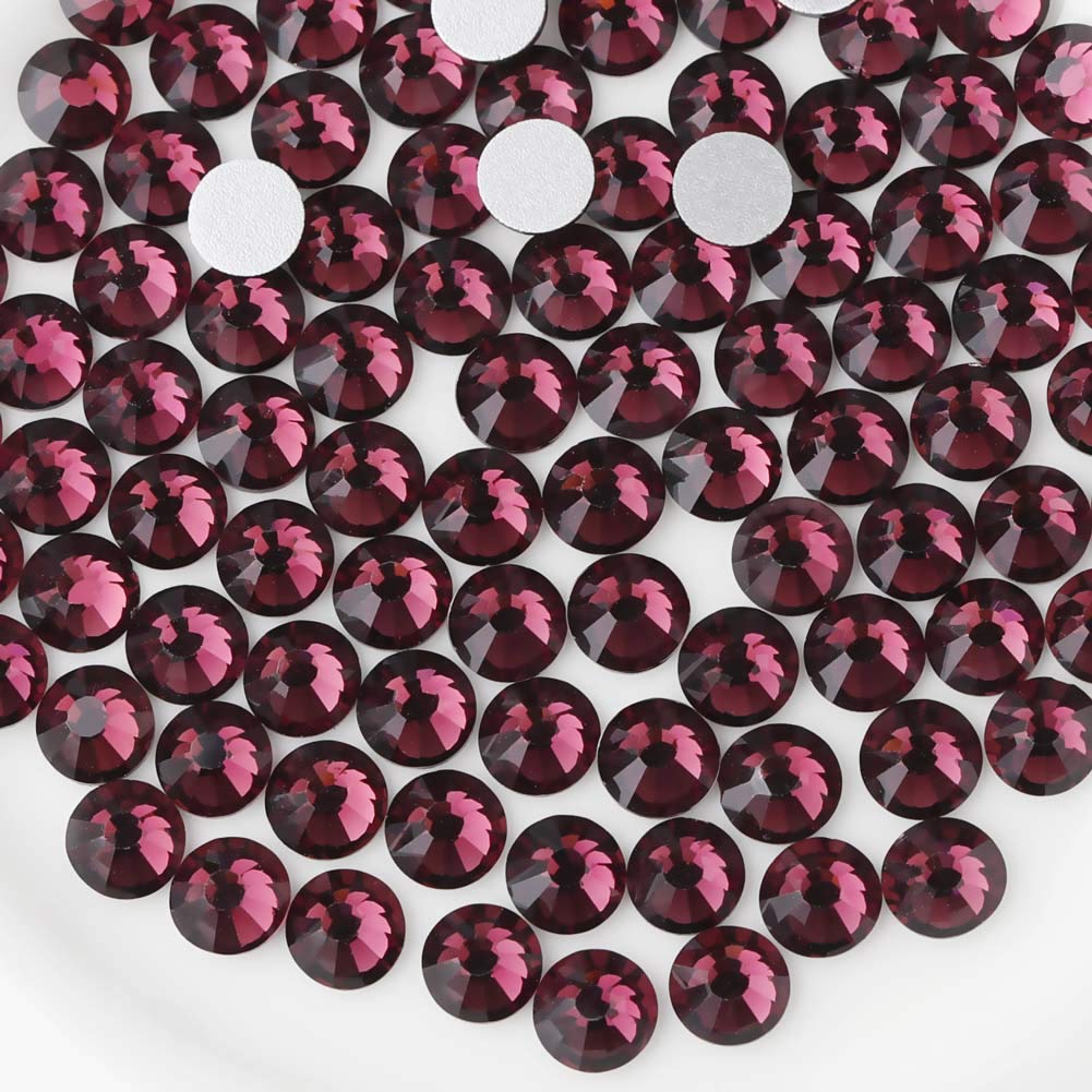 beadsland Flat Back Crystal Rhinestones Round Gems, Amethyst (3.8-4.0mm) SS16/1440pcs