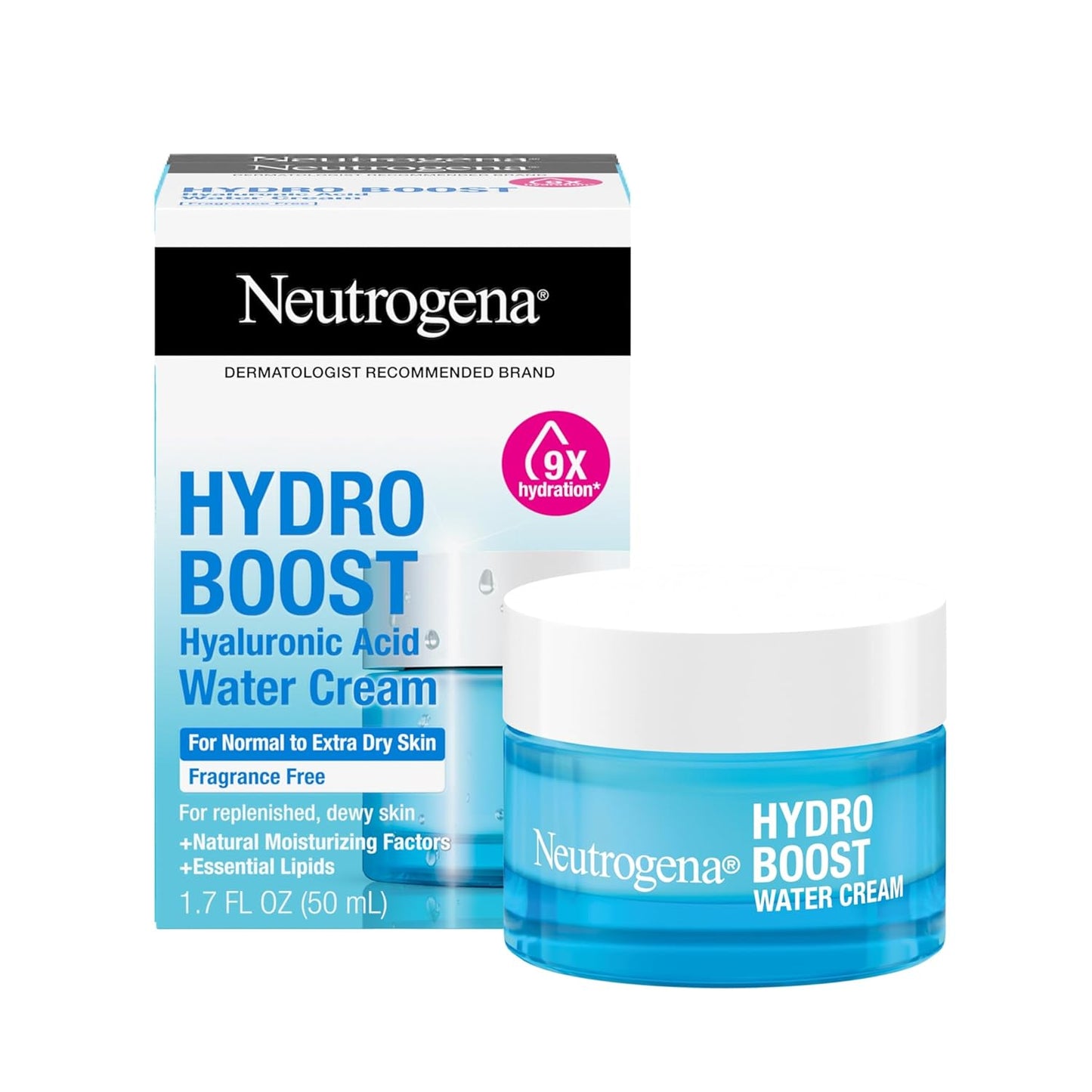 Neutrogena Hydro Boost Skincare Set, Hydro Boost Fragrance Free Gel Cream Face Moisturizer, 1.7 fl oz, & Trial Size Hydro Boost Fragrance Free Hydrating Gel Facial Cleanser, 0.5 fl oz
