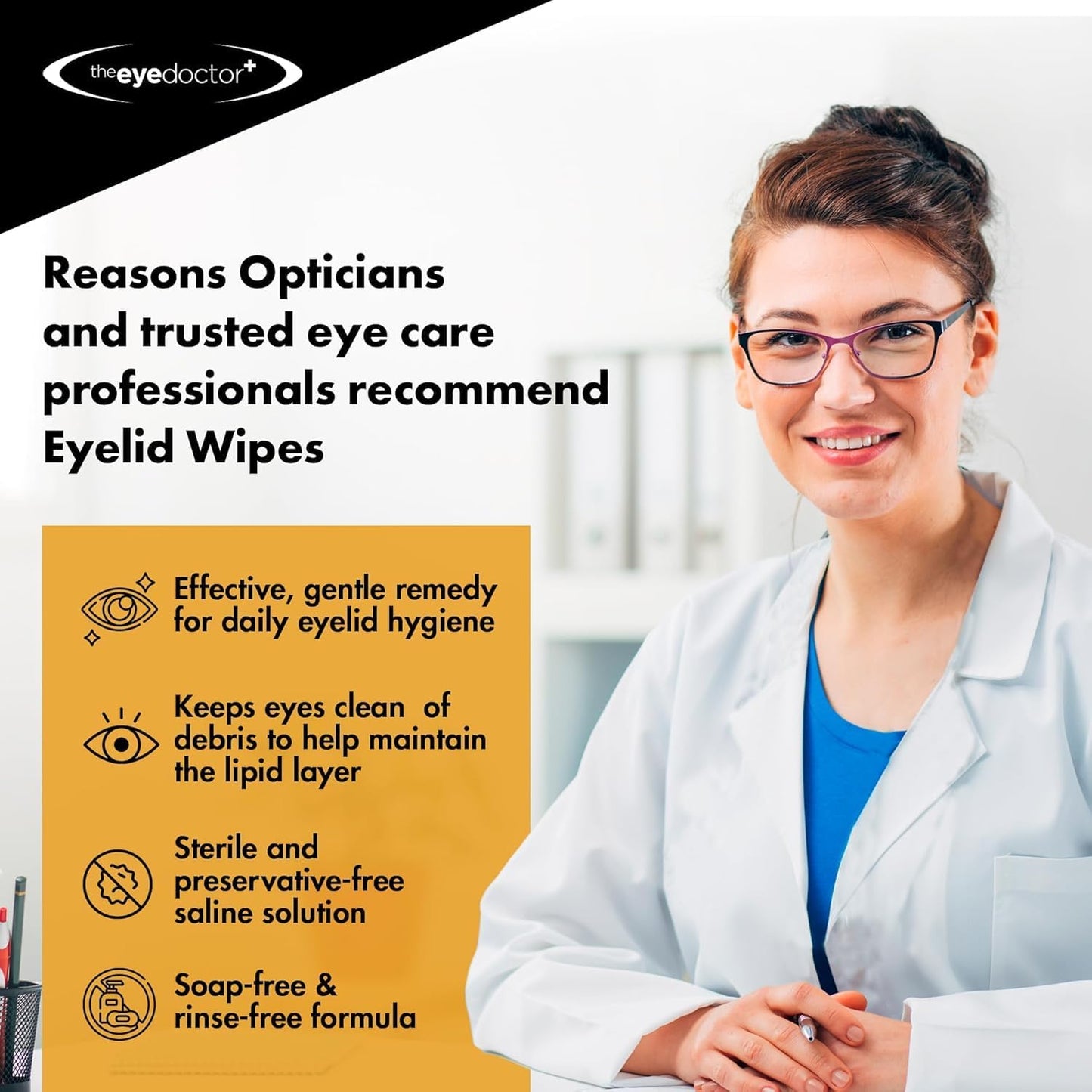 The Eye Doctor Biodegradable Eyelid Wipes - 40 x Single Use Eye Cleaning Wipes for Daily Lid Care - Individual Preservative Free Sensitive Eye Cleaner - Soothes Cleans and Refreshes