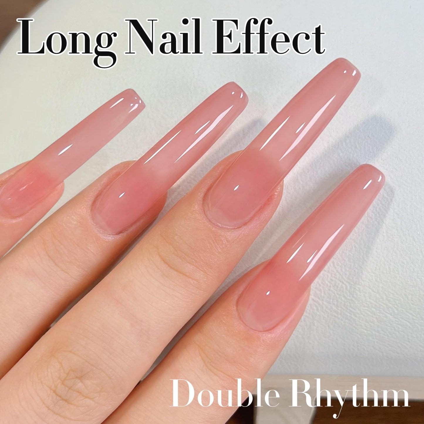 Double Rhythm Translucent Gel Polish Sheer Neutral Natural Light Milky Same Color Same Bottle 15ML Jelly Nail Polish Nail Art DIY at Home (Nude Milky Pink-A1384)