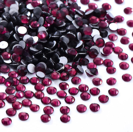 Purple Flatback Rhinestones, Glass Rhinestones for Nail Art and Craft, Glue Fix, Loose Crystal