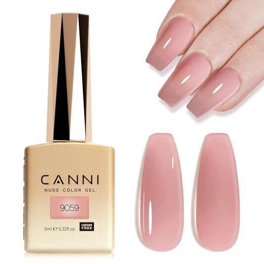 CANNI Pink Jelly Gel Polish – 9ML Translucent Sheer Nude Soak-Off UV/LED Gel Nail Polish for DIY
