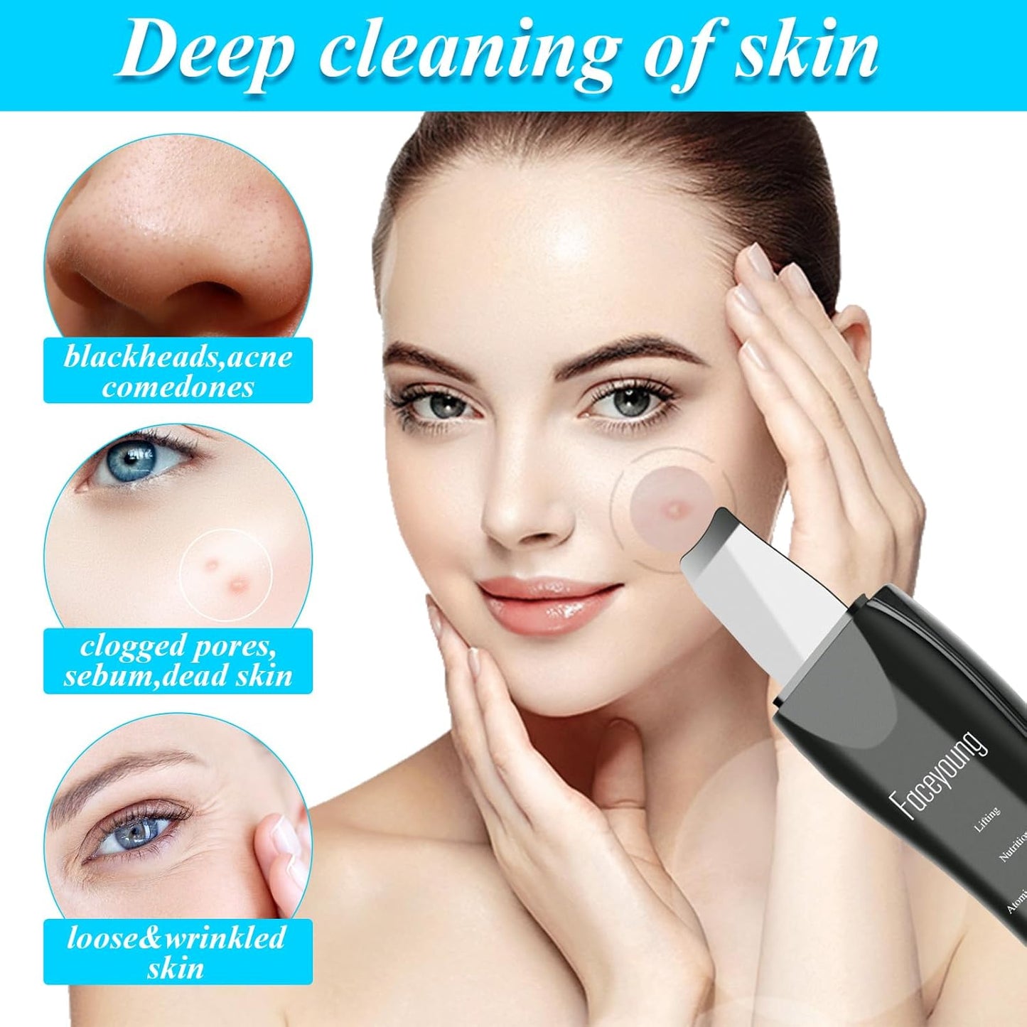 Facial Skin Cleanser with Mister, Upgraded Sprayer, Blackhead Extractor for Deep Cleansing and Moisturizing Spray