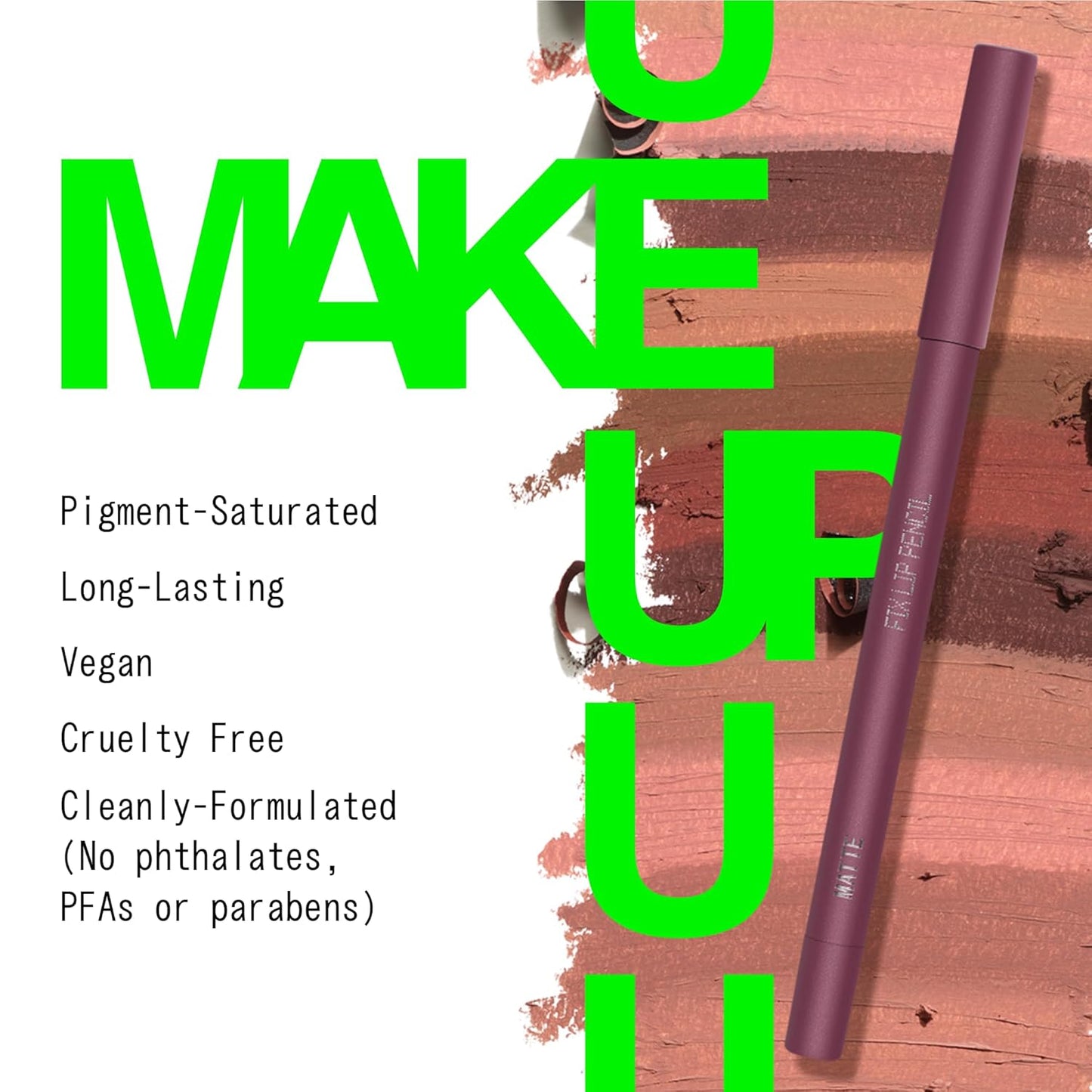 about-face Matte Fix Lip Pencil Lockdown – Long-Wear, Creamy Matte Lip Liner with Hyaluronic Acid & Vitamins C & E – Vegan, Cruelty-Free, Clean Beauty – 0.042 oz (Brick)