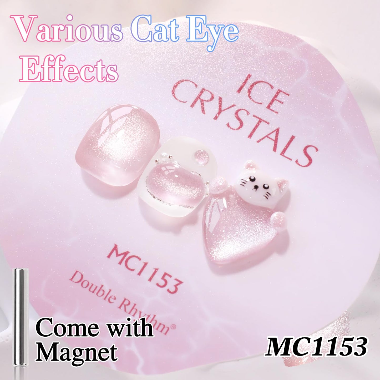 Double Rhythm 0.5 Oz Cat Eye Gel Polish with Magnet Same Color Same Bottle Holographic Glitter Shimmer Translucent Color Salon 15 ML Magnetic Nail Art (Pink Purple-MC1153)