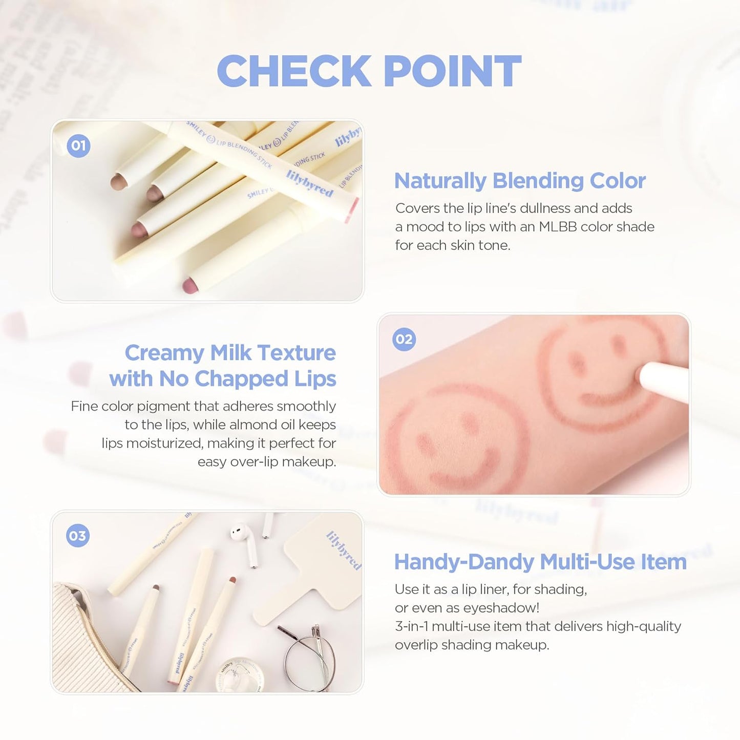 lilybyred Smiley Lip Blending Stick | Korean 3-in-1 Multi-Use Lip Liner, Smooth Creamy Texture, Long-Lasting Matte Finish, Soft Blur Effect, Precision Contour Pencil, 0.028 oz. (05 Smile with Me)