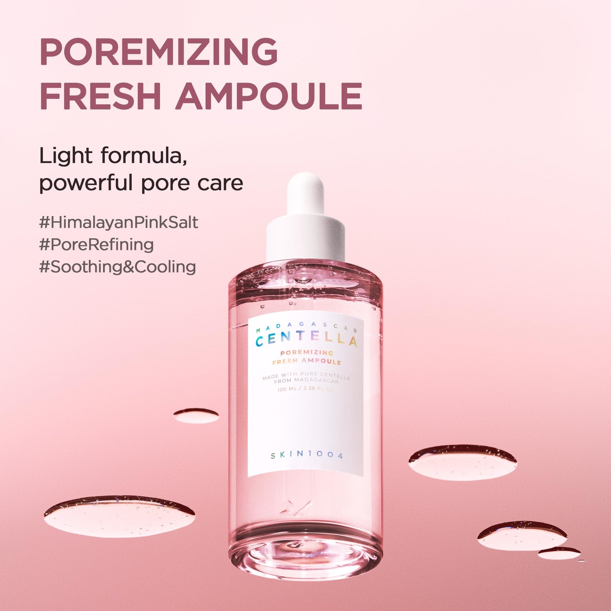 SKIN1004 Centella Poremizing Fresh Ampoule 1.69 fl.oz, 50ml, Korean Pink Serum for Enlarged Pores