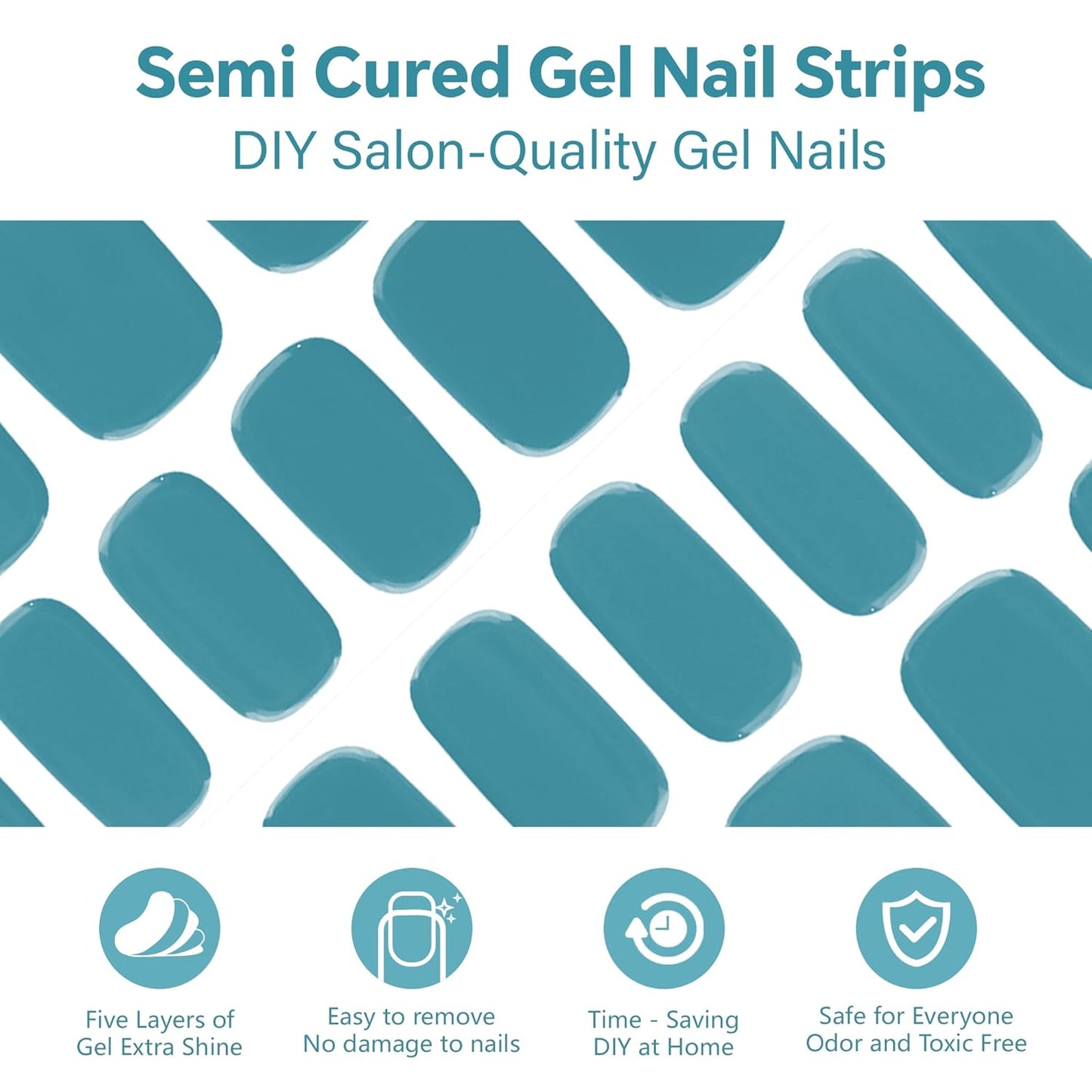Semi Cured Gel Nail Strips-Salon Quality Semi-Cured Gel Press On Nails Stickers Works with Any UV/LED Lamps Quick DIY Nail Art Manicure Kits for Women at Home(Washing Jean)