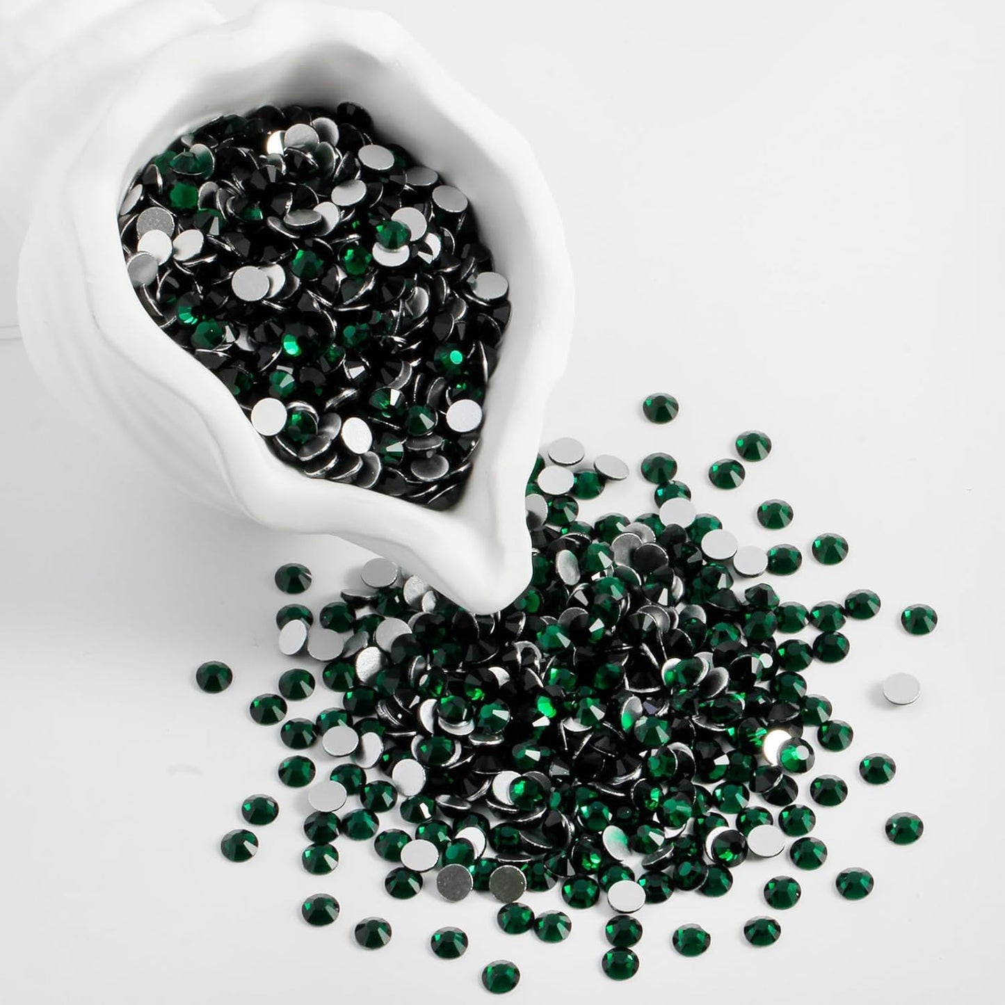 2000PCS SS20 Flatback Rhinestones | 12-Facet Diamond-Cut Glass Gems for Nail Art, Clothing, DIY Crafts |Glue-On Decoration Stones with Silver Backing(Emerald)