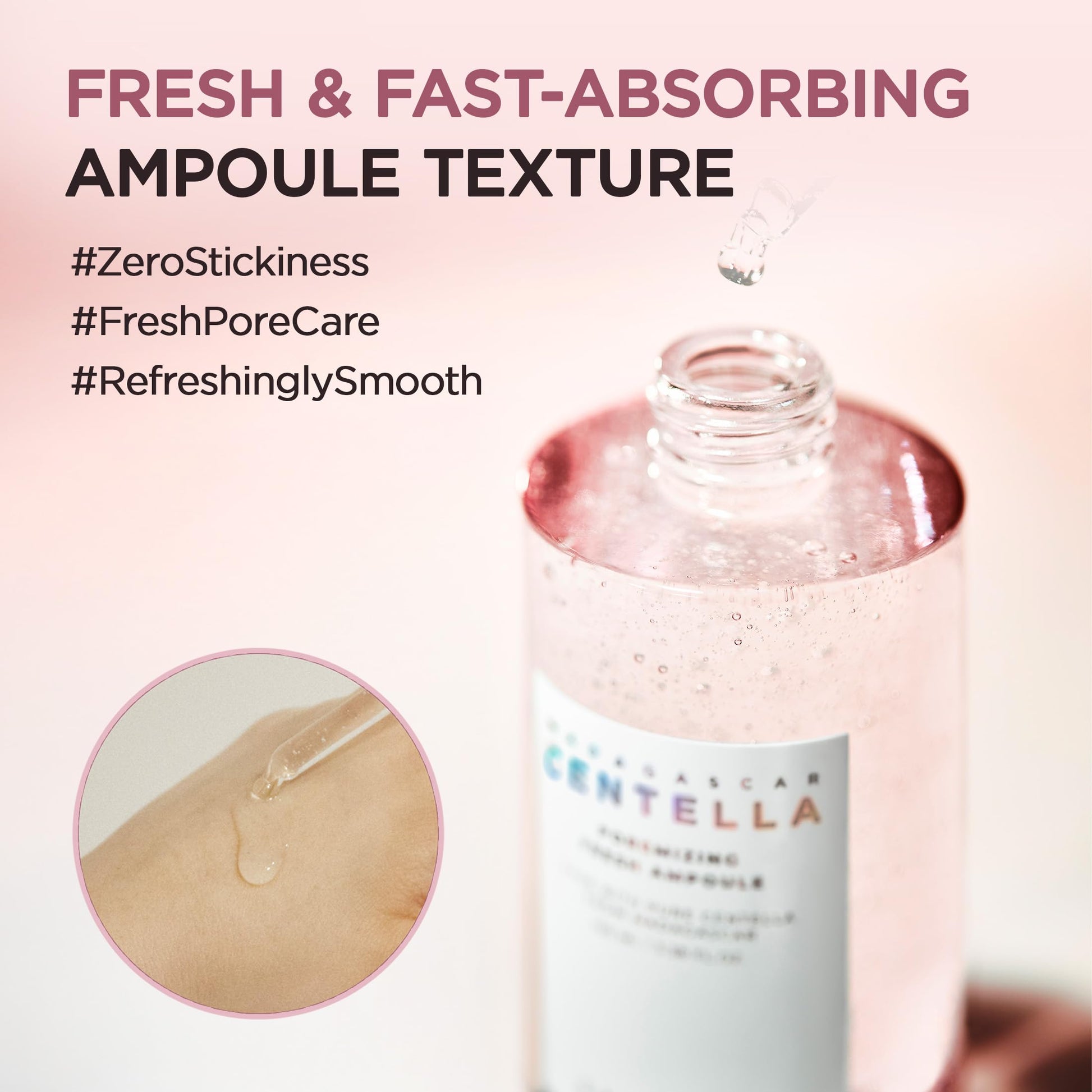 SKIN1004 Centella Poremizing Fresh Ampoule 1.69 fl.oz, 50ml, Korean Pink Serum for Enlarged Pores
