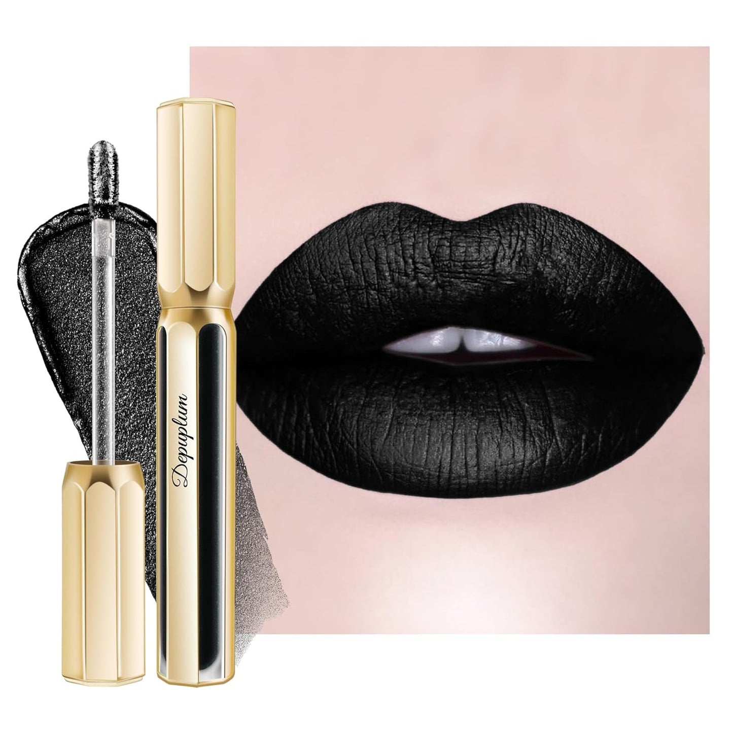 Black Lipsticks for Women Metallic Lipstick Long Lasting Non Stick Cup Lip Gloss, Shimmer Lightweight Hydrating Full Coverage Lip Color, DP120 Boardwalk