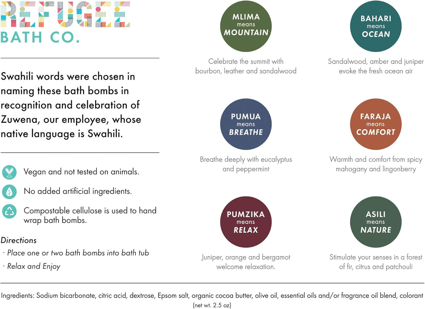 Mens Variety Bath Bombs, 2.5 oz Each, Cocoa Butter and Plant Based Ingredients, Vegan, Support Refugee Employment in The USA, Made in The USA