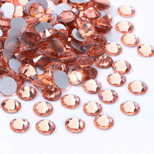 Champagne Flatback Rhinestones, Glass Rhinestones for Nail Art and Craft, Glue Fix, Loose Crystal