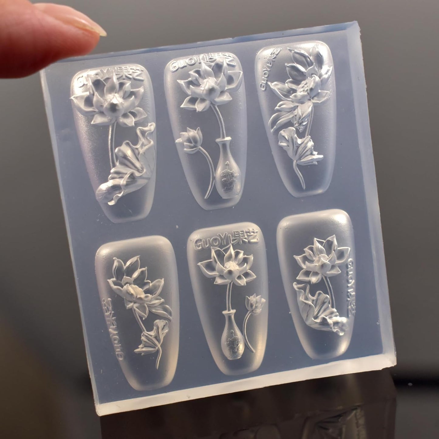 3D Lotus Flower Nail Art Silicone Molds Classic Floral Lotus Leaf Carving Template Resin Mould Nail Tool for Women Girls Manicure DIY Design