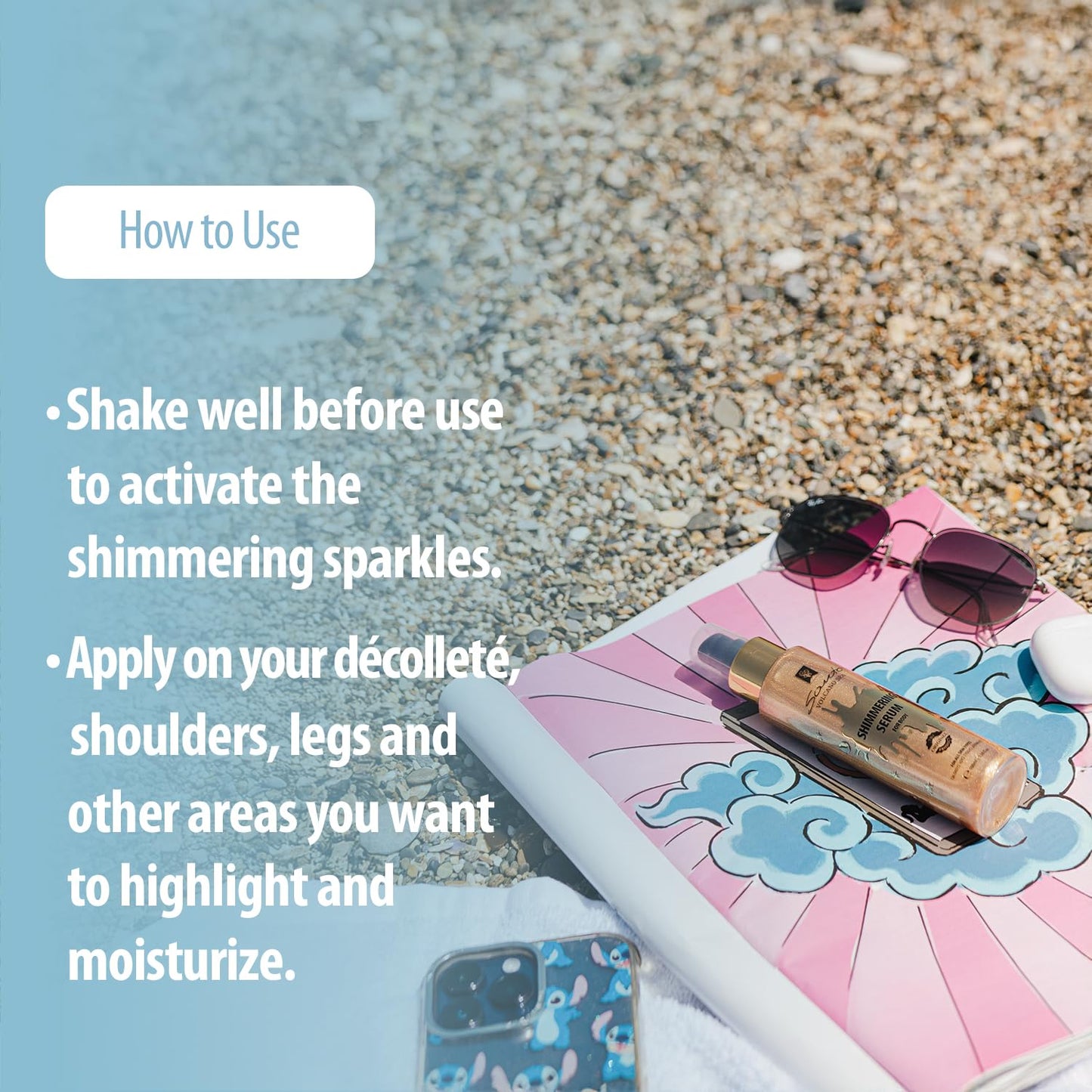 Olive Spa Body Shimmer Oil 100ml – Hydrating Glow Enhancer Glitter Body Oil with Micro Pearls – Fast Absorbing Shimmer for Moisturizing, Illuminating and Shine