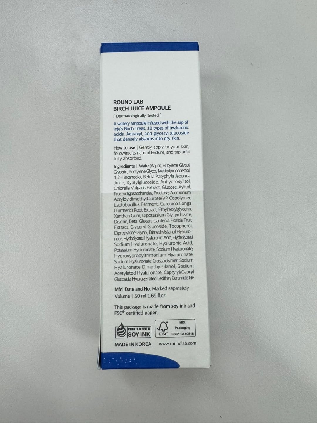 ROUND LAB Birch Juice Moisturizing Ampoule, 1.69 Fl Oz